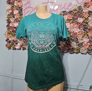American Fighter Teal to Forest Green Ombre Graphic Tee